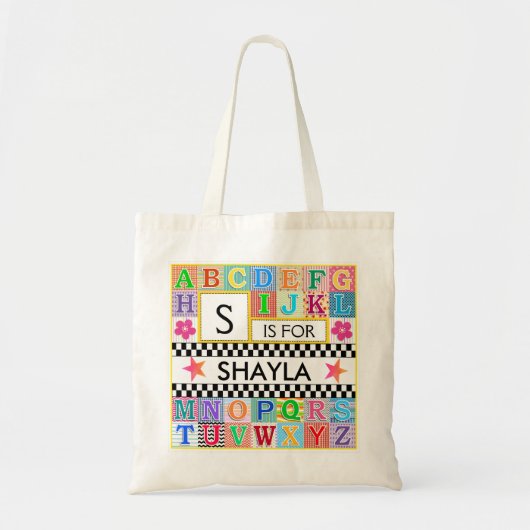 Kinder Alphabet Art School Pink Star Tote Bag (Voorkant)
