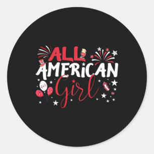 Kinder Amerikaans meisje voor vrouwen op de dag va Ronde Sticker