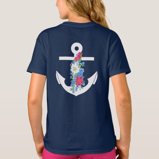 Kinder anker met bloemen t-shirt (Achterkant)