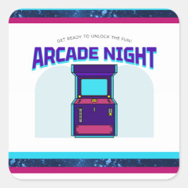 Kinder Arcade Night Birthday Party Square Sticker