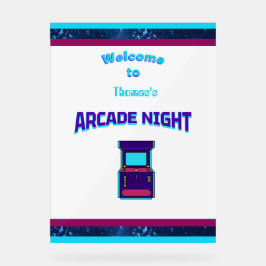 Kinder Arcade Night Birthday Party Welkomstbord Acryl Bord