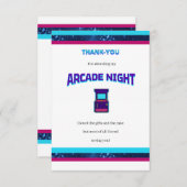 Kinder Arcade Night Verjaardagsfeest Dank u Kaart (Voorkant / Achterkant)