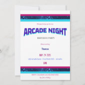 Kinder Arcade Night verjaardagsfeest uitnodiging (Achterkant)