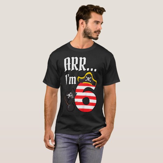 Kinder ARR IM 6 Pirate Verjaardag Shirt Pirate T-s (Voorkant volledig)
