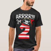 Kinder Arrr I'm 2 Cool Pirate Theme 2e Verjaardag T-shirt (Voorkant)