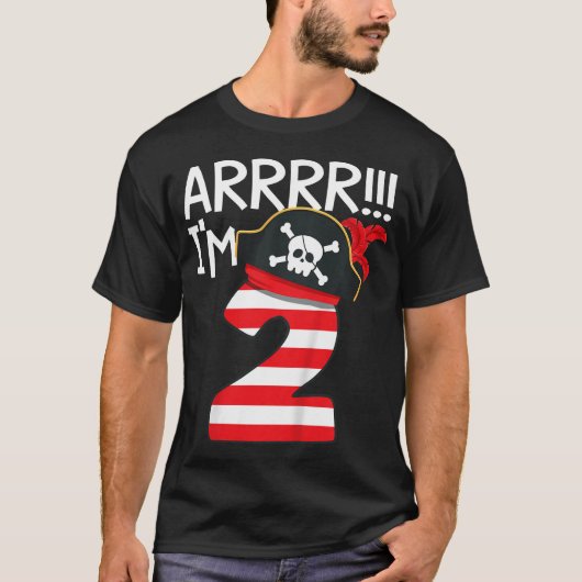 Kinder Arrr I'm 2 Cool Pirate Theme 2e Verjaardag T-shirt (Voorkant)
