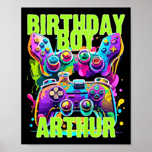Kinder Arthur Birthday Boy Videogame Verjaardagsga Poster (Voorkant)