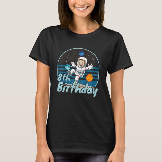 Kinder Astronaut 8e geboorte Kinder ruimtevaartuig T-shirt (Voorkant)