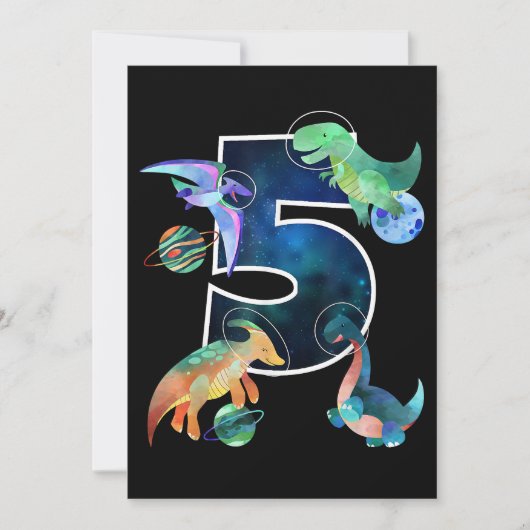 Kinder astronaut buitenruimte dinosaurussen 5e ver kaart (Voorkant)