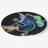 Kinder astronaut buitenruimte dinosaurussen 5e ver papieren bordje (Gekanteld)