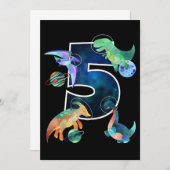 Kinder astronaut buitenruimte dinosaurussen 5e ver save the date (Voorkant / Achterkant)