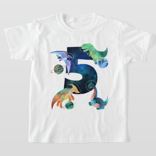 Kinder astronaut buitenruimte dinosaurussen 5e ver t-shirt (Laagn)