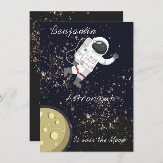 Kinder Astronaut Cosmic Space Cool Birthday Party Kaart (Voorkant / Achterkant)