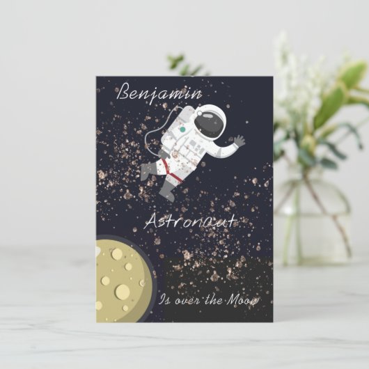 Kinder Astronaut Cosmic Space Cool Birthday Party Kaart (Staand voorkant)