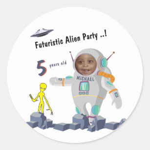 Kinder astronaut foto mooie klassieke ronde Sticke Ronde Sticker