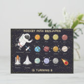 Kinder Astronaut Solar System Monogram 5e verjaard Kaart (Staand voorkant)