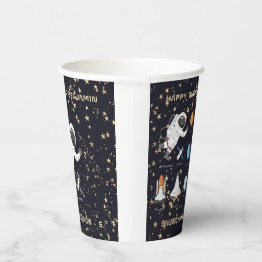 Kinder Astronaut Solar System Monogram Glitter Sta Papieren Bekers (Rechts)