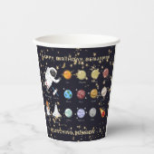 Kinder Astronaut Solar System Monogram Glitter Sta Papieren Bekers (Voorkant)