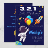 Kinder Astronaut Space Geëmie uitnodiging (Voorkant / Achterkant)