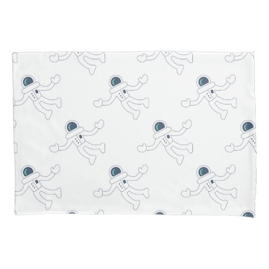 Kinder Astronaut Spacemen Pattern Black and White Kussensloop (Voorkant)