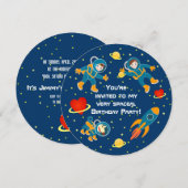 Kinder astronauten houden van een verjaardagsfeest kaart (Voorkant / Achterkant)