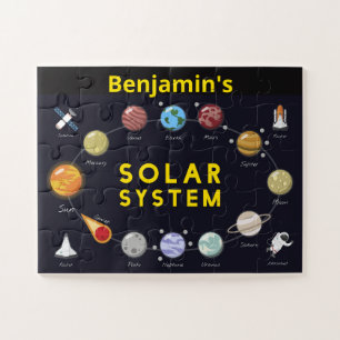 Kinder Astronomie Monogram Astronaut Zonnestelsel Legpuzzel