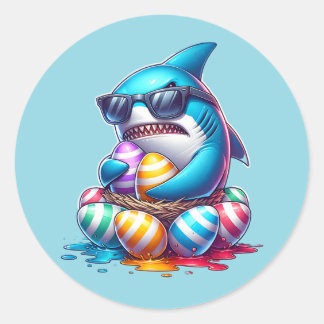 Kinder Aufkleber mit Hai Motiv, Oster Sticker bunt