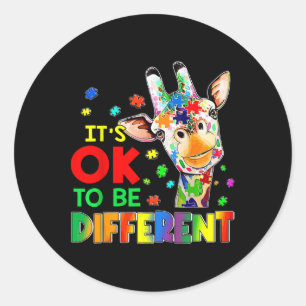 Kinder Autism Awareness Acceptance Giraffe is OK o Ronde Sticker