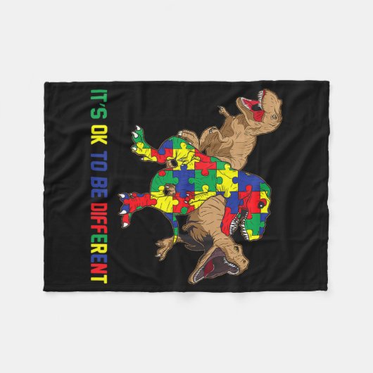 Kinder Autism Awareness Ribbon T-Rex Dino Dinosaur Fleece Deken (Voorkant (Horizontaal))