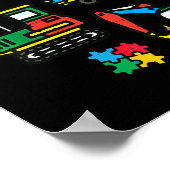 Kinder Autisme Bewustzijn Bouwwagens Excavato Poster (Hoek)