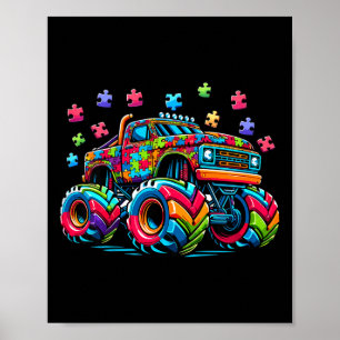 Kinder Autisme Bewustzijn Monster Truck Puzzel Aut Poster