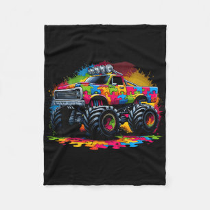 Kinder Autisme Bewustzijn Puzzel Monster Truck Aut Fleece Deken