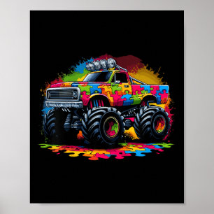 Kinder Autisme Bewustzijn Puzzel Monster Truck Aut Poster