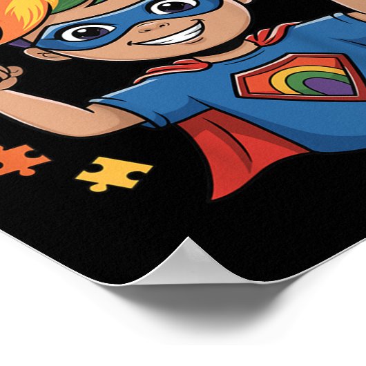 Kinder autisme is mijn superkracht superheld autis poster (Hoek)