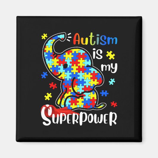 Kinder autisme is mijn Superpower Schattigee olifa Magneet (Voorkant)