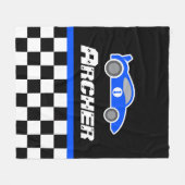 Kinder auto blauw geruite vlag naam deken (Voorkant (Horizontaal))