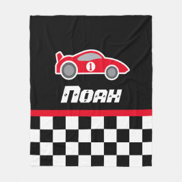 Kinder auto rood geruite vlag naam deken