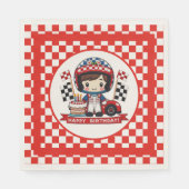 Kinder autocoureur jarig servet (Voorkant)