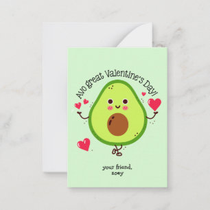 Kinder Avocado Valentijnsdag Notitiekaartje