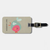 KINDER BABY CUTE PERSONALIZED PINK KRAFT BABY BIRD BAGAGELABEL (Voorkant horizontaal)