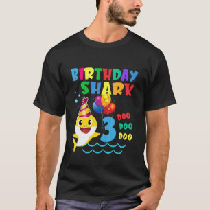 Kinder Baby Cute Shark 3rd Birthday Boy Girl 3 jaa T-shirt