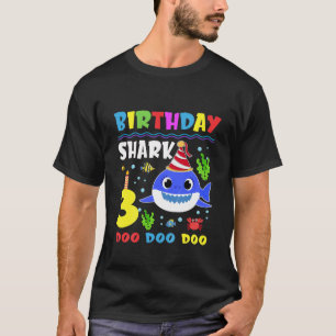 Kinder Baby Cute Shark 3rd Birthday Boy Girl 3 jaa T-shirt