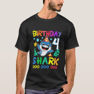 Kinder Baby Cute Shark Birthday Boy 4 jaar oude Gi T-shirt