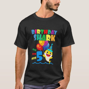 Kinder Baby Cute Shark Birthday Boy 5 jaar oude Gi T-shirt