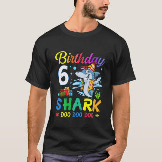 Kinder Baby Cute Shark Birthday Boy 6 jaar oude Gi T-shirt