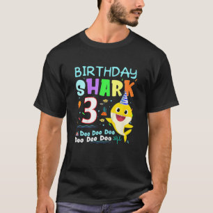 Kinder Baby Haaien 3 jaar Oude 3-jarige verjaardag T-shirt