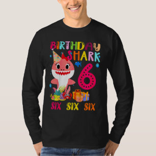 Kinder Baby Leuke Roze Haai 6e Verjaardag 6 Jaar O T-shirt
