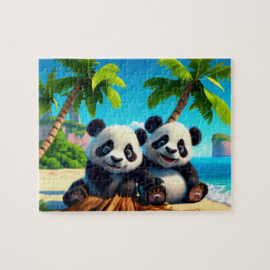 Kinder Baby Pandas Jigzaag Puzzle - Tropisch Legpuzzel
