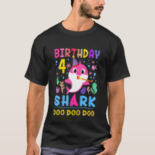Kinder Baby Schudhaai 4e verjaardag Jongen Meisje  T-shirt