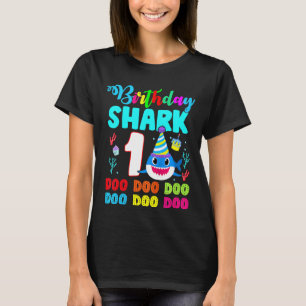 Kinder Baby Shark 1e Verjaardag Jongen Meisje 1 Ja T-shirt